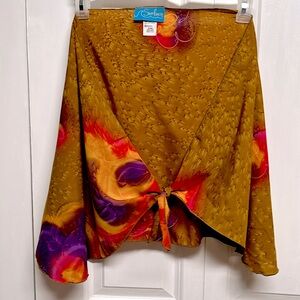 Surface Tan Multi Color Floral Print Bottom Bathing Suit Tie Front Cover Up